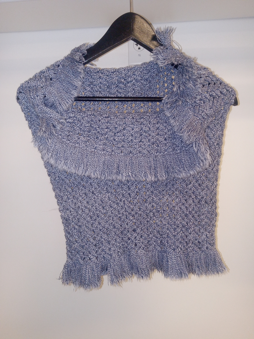 American Eagle Outfitters Light Blue/Purple Fringed Knitted Tube Scarf